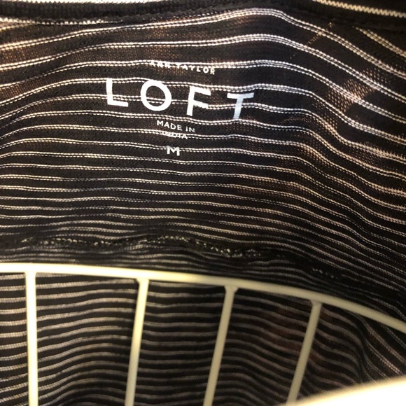 Ann Taylor Loft Cold Shoulder Ruffle Sweater Blue Striped Size Medium - Picture 5 of 8